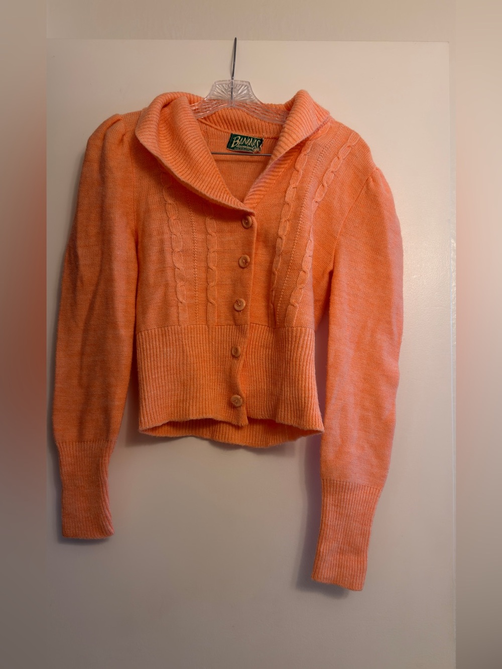 Banana Republic Peach Cable-Knit Shawl-Collar Cardigan